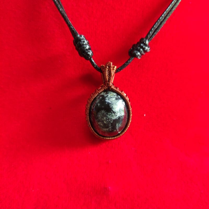 Kalung etnik liontin batu akik badar besi tabasheer tokwali 100% Natural asli alam