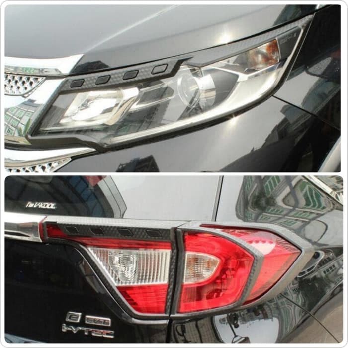 PAKET GARNISH GARNIS LIST LAMPU DEPAN BELAKANG HITAM CARBON HONDA BRV