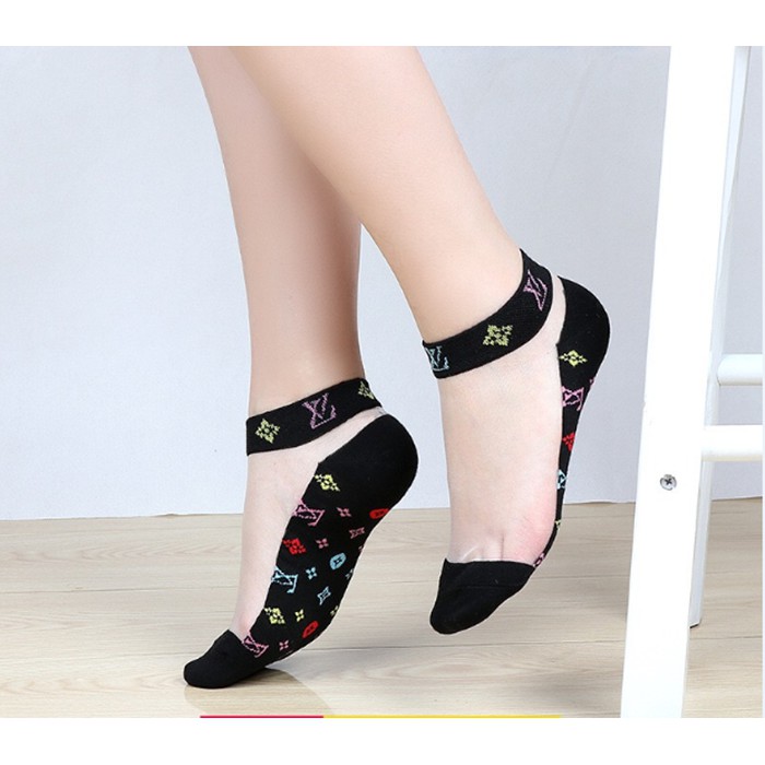 (COD) Kaos kaki Wanita fashion Pendek Renda transparan Bordir Kaus kaki Motif Random 05S