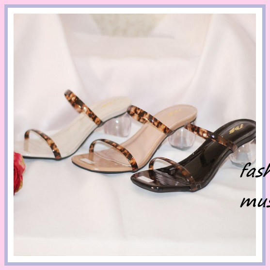 Sendal Sandal Wanita Hak Tnggi Sedang Fashion Korea Big High Heels Pesta Kerja Kantor Kondangan Cewe