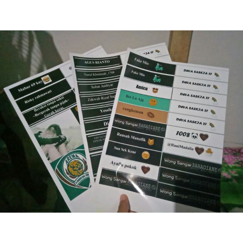 

stiker nama dan foto.