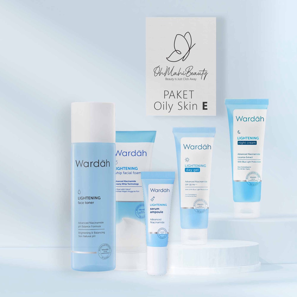 Wardah Paket Lightening Series - Paket Hemat (6pcs) (5pcs) (3pcs) - Skincare Wardah - Paket Wardah Lightening Series-Paket E Oily Skin