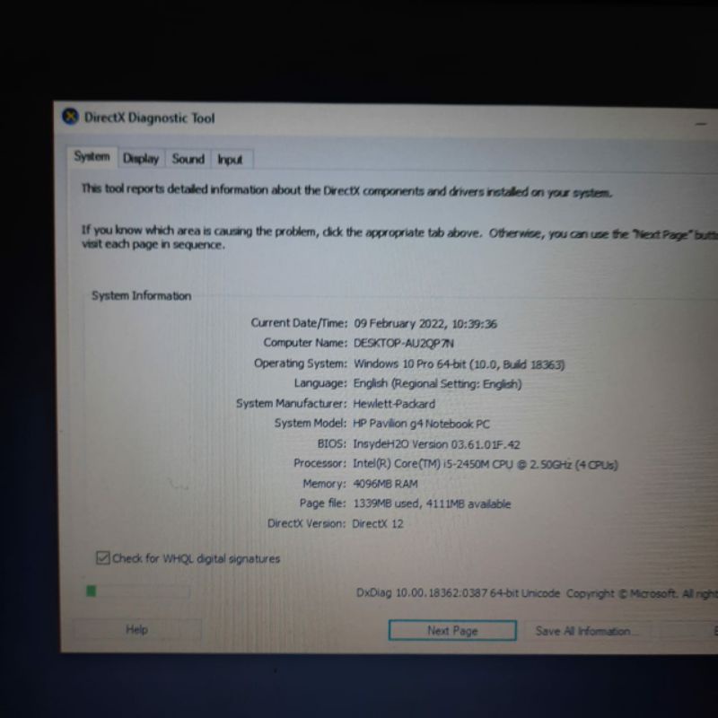 Laptop HP Pavilion G4 intel Cor i5 Ram 4GB HDD 640GB Doblevga Amd Radeon 7400M + Intel HD Graphic 3000