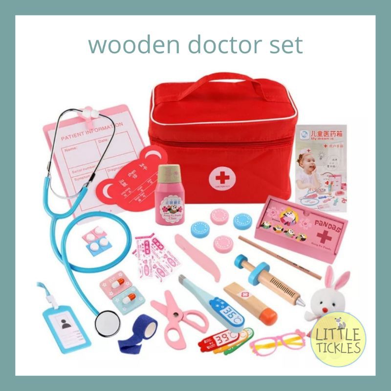 Wooden Doctor Set - Mainan Dokter Kayu Pretend Play Edukasi Anak