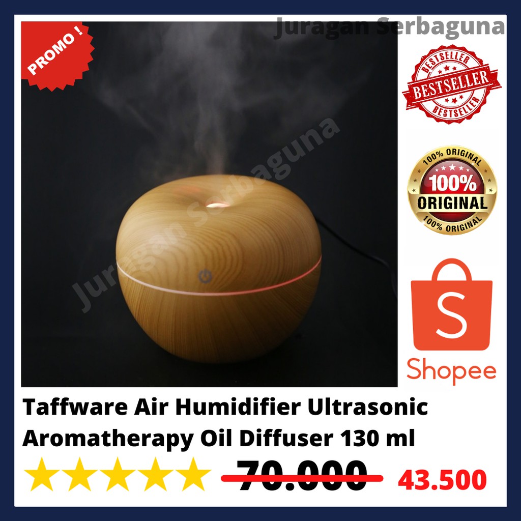 Taffware Air Humidifier Ultrasonic Aromatherapy Oil Diffuser Wood Design 130ml - HUMI AUG17 - Wooden