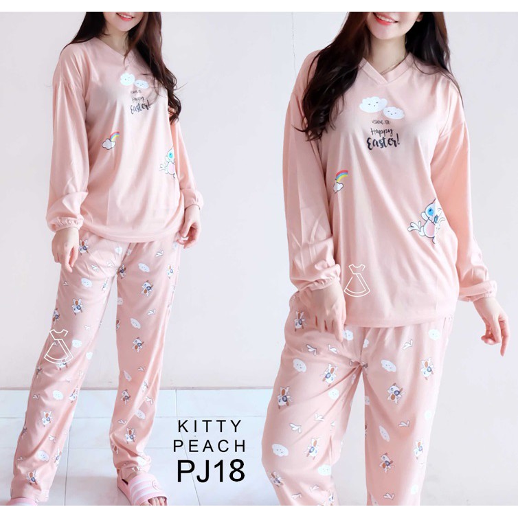 PJ18 - Baju Tidur Setelan Panjang Piyama Motif