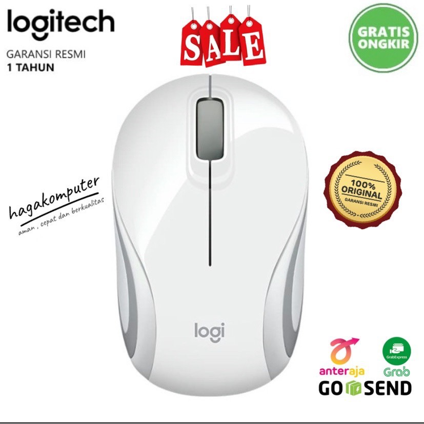 mouse wireless logitech m187 putih garansi resmi 1 tahun