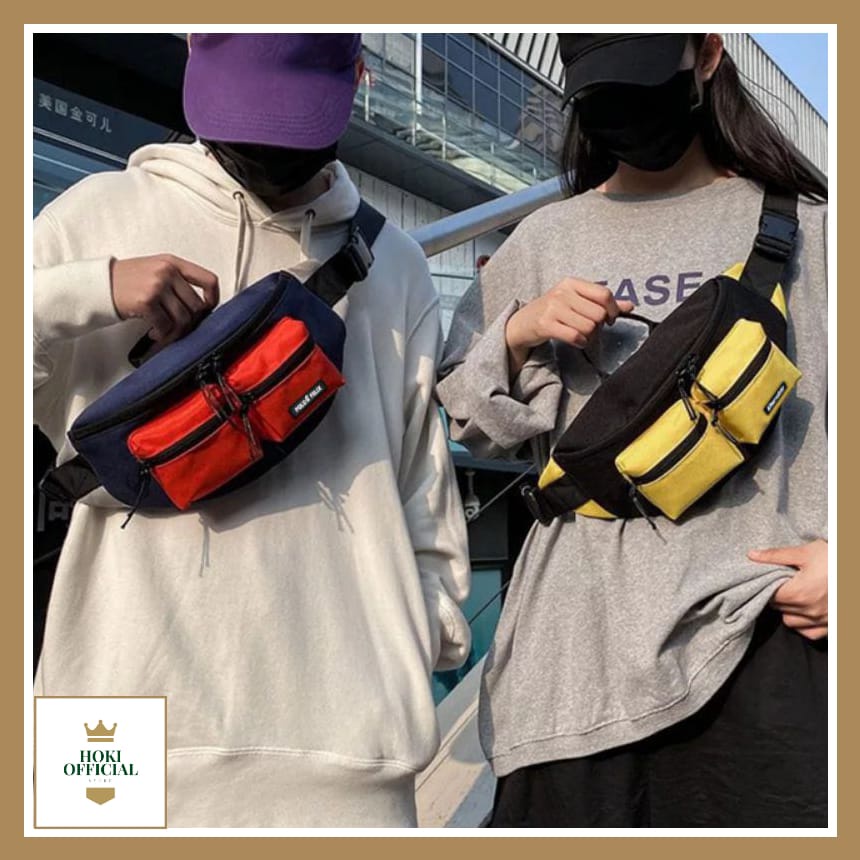 [COD] Waistbag Pria Streetwear Unisex Kantong Dua Tas Dada Desain Korean Style Tas Pria Kasual HokiOfficial