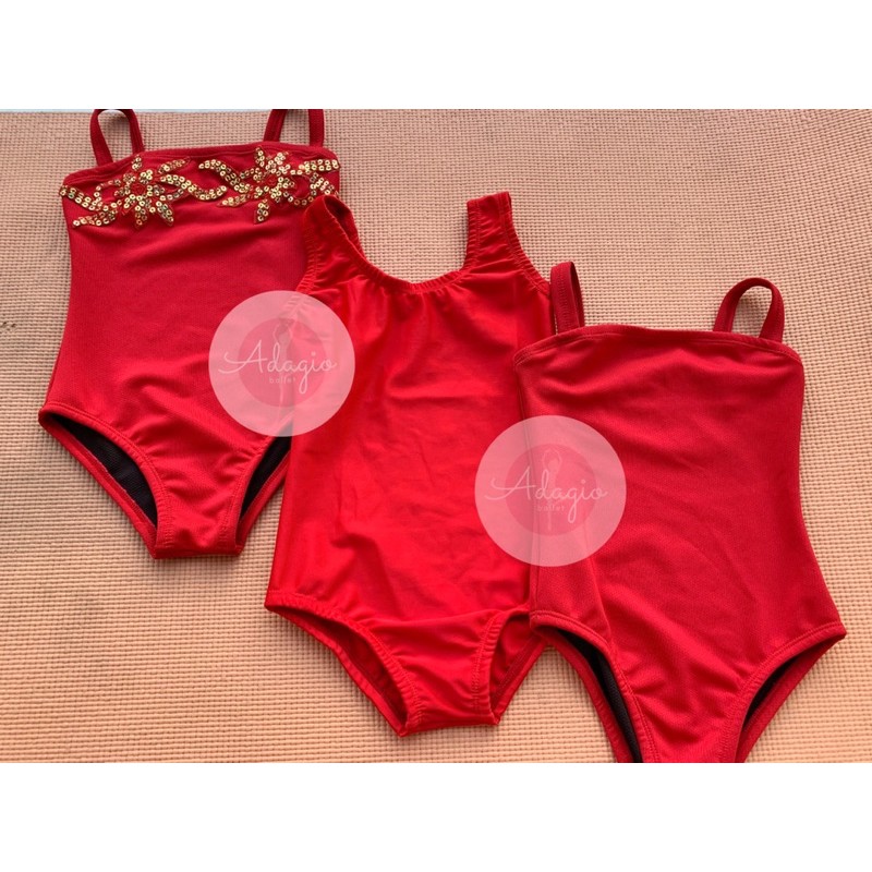 LEOTARD BALET TANKTOP ATASAN SENAM GYM KOSTUM TARI BALLET ANAK MERAH GOLD