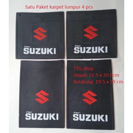 Aneka Karpet Lumpur Roda Mobil Suzuki tulisan Suzuki dan Futura posisi Depan atau Belakang kiri kanan bahan karet mudguard