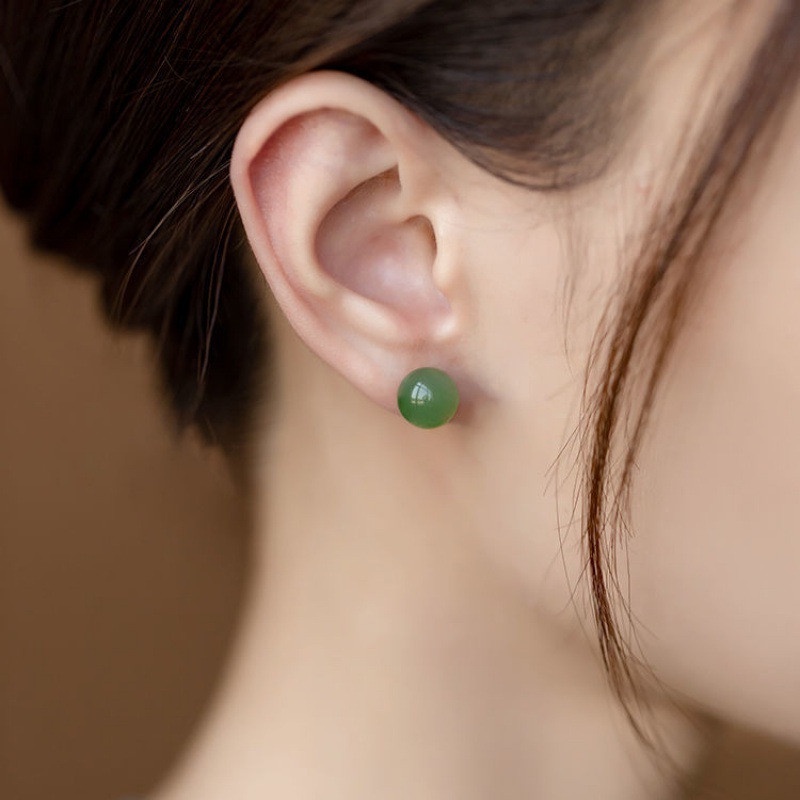 Anting Gantung Batu Giok Hetian Natural Simple Cantik Untuk Wanita ACKER