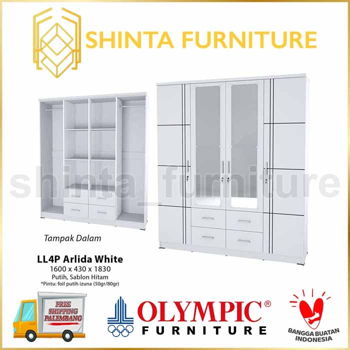 Olympic Lemari Pakaian Jumbo 4 Pintu Arlida Lemari Baju Minimalis