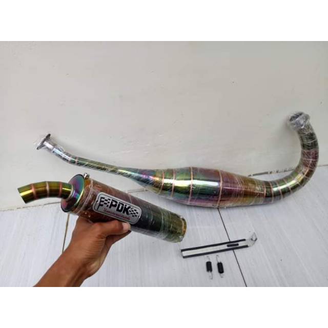 Knalpot  pdk ninja rr. Ninja r. Ninja ss. Full stenlis warna  pelangi permanen