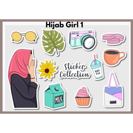 Sticker Hijab Girl Stiker HP / Laptop Muslimah Tumblr Aesthetic Murah Lucu