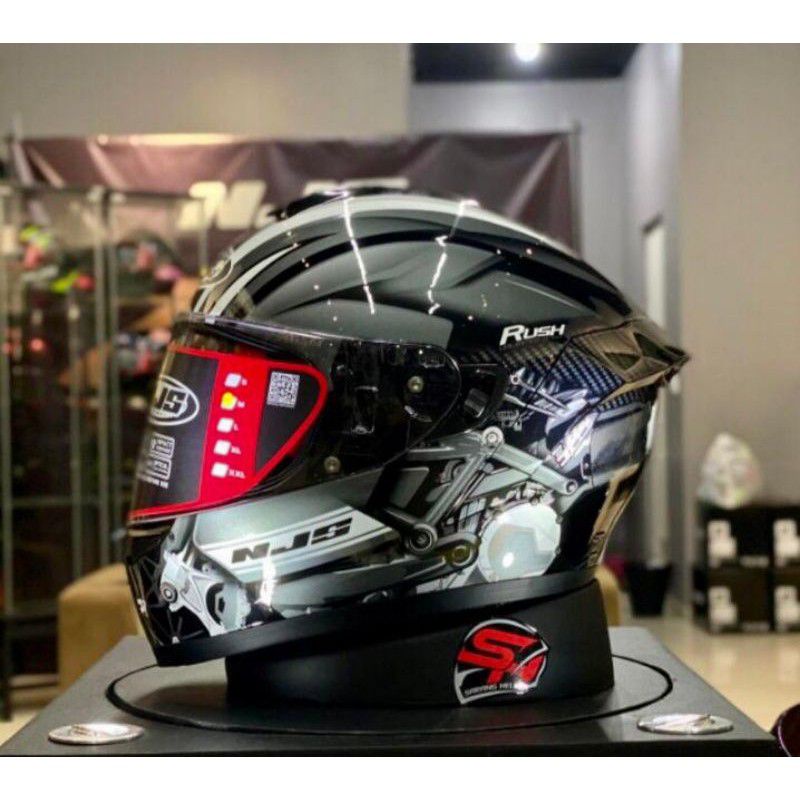 HELM NJS ZX1 RUSH BLACK/GREY TERBARU