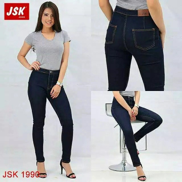 Ht30T2 Celana Jeans Cewek High Waist Skinny Panjang Levis Wanita Katun Import - Biru Jeans
