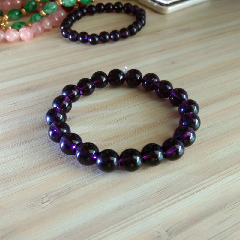 Gelang Batu Kristal Ungu Tua (T)