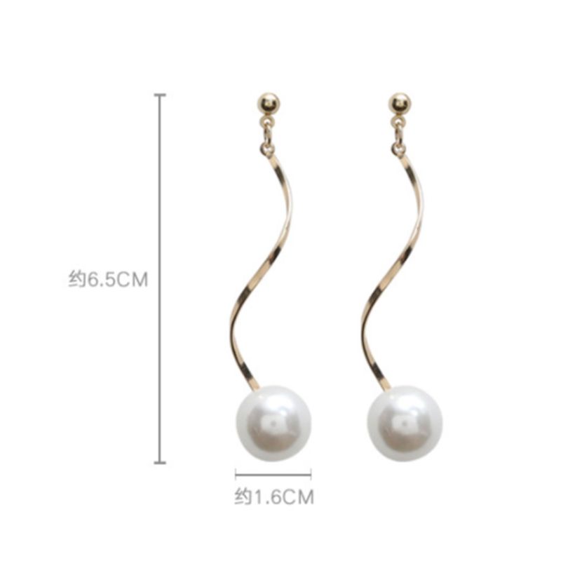 SIY  1 Pair Fashion Women Lady Elegant Faux Pearl Earring S Curve Dangle Ear Stud Drop Jewelry Valentine's Day Gift