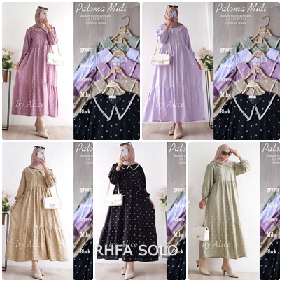 PALOMA MIDI DRESS / 18.7 / BAHAN RAYON / LD 110 CM / PB 125 CM / ALL SIZE / ALICE