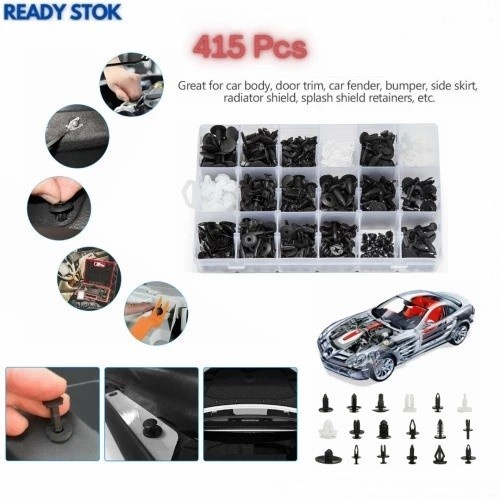 Baut Rivet Klip Paku Plastik Panel Mobil Fastener RIVET CLIP 415Pcs