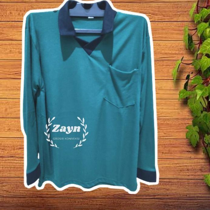 2.2 MALL Kaos Atasan Kerja Polos Tebal Krah Baju Kerah Brondong Proyek Lengan Panjang Pria Laki Laki