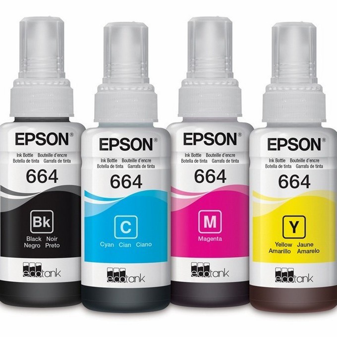 Tinta Epson Ink Bottle T6641 T6642 T6643 T6644   Black Untuk L100/L110/L120/L200 L210 L220 L300 L310 L350 L355 L360 L365 L455 L550 L555 L565 L1300