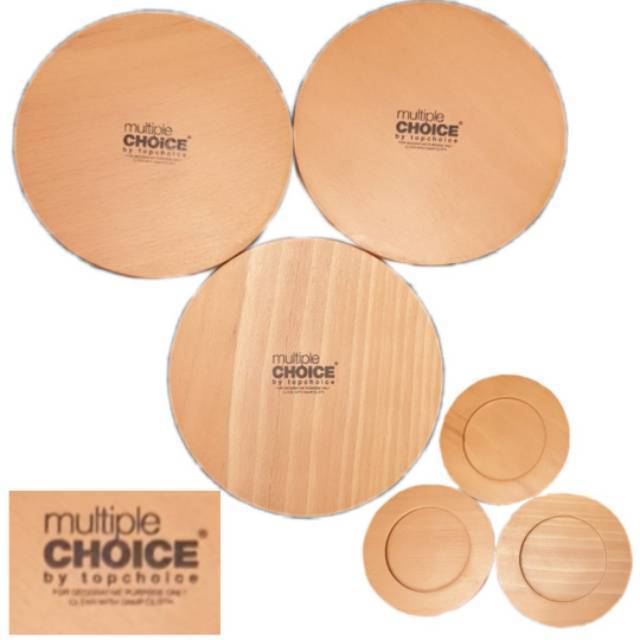 MULTIPLE CHOICE by TOPCHOICE DECORATIVE WOODEN ROUND COASTER 3in1 DEKORASI TATAKAN GELAS KAYU BULAT