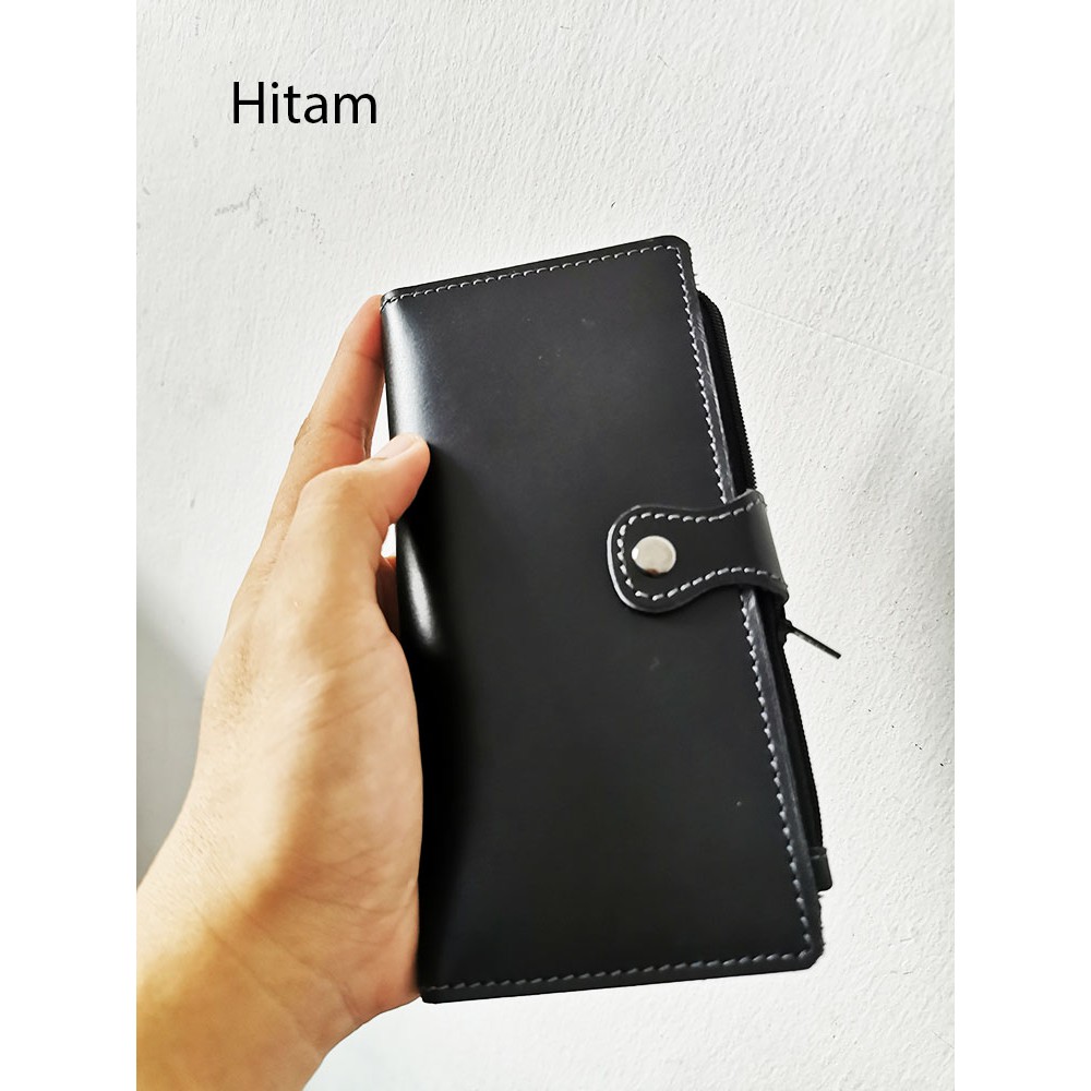 Dompet Wanita Kulit Asli, Multi-fungsi Slim Bifold Zipper Clutch Purse, Pemegang Kartu Kapasitas Bes