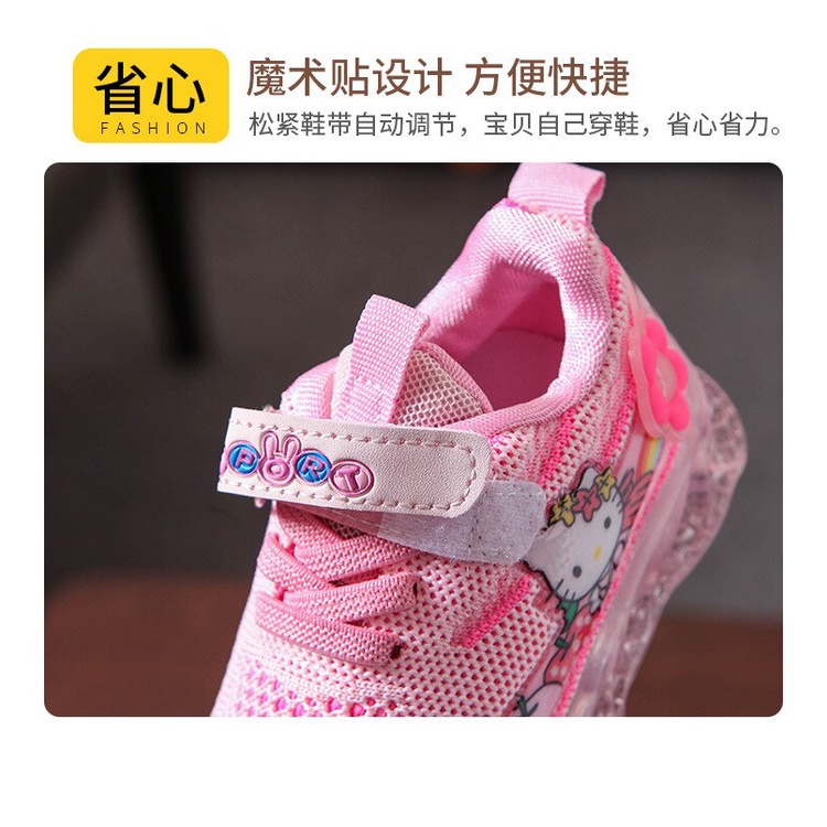 Sepatu Sneaker Anak Perempuan - Sepatu Anak Laki Laki Ultra Light Super LED Sport Import HELLO KITTY 027 Running Shoes