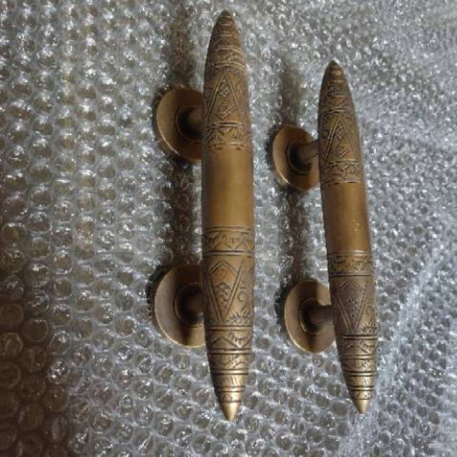 Gebyok Handle Pintu Kuningan / Brass Door Pull - Torpedo Bali 20 cm Juwana