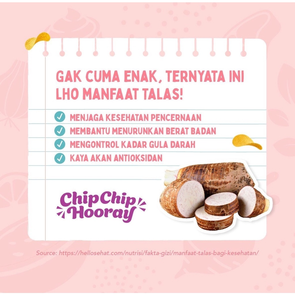 CHIP CHIP HOORAY 75g Premium Taro Snack - Keripik Talas - Cemilan Diet Sehat