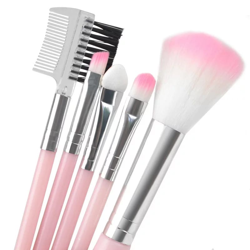 5PCS / Set Kuas 5 in 1 Kuas Mini Make Up Brush Kuas Makeup Eyebrow Brush Blush On Brush Eyeshadow Brush Sponge S720