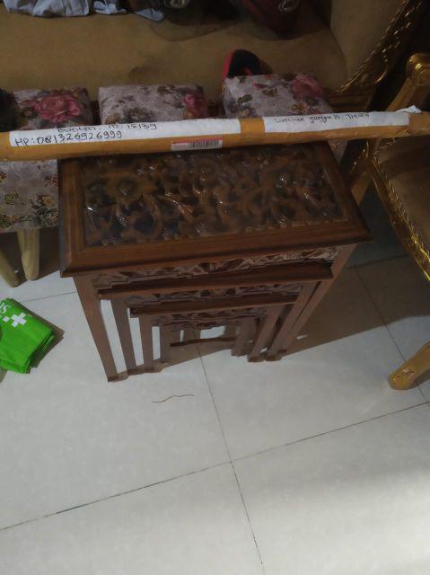 Meja Set Unik Ukir Terdiri Dari Empat Meja Sekaligus Gratis Ongkir