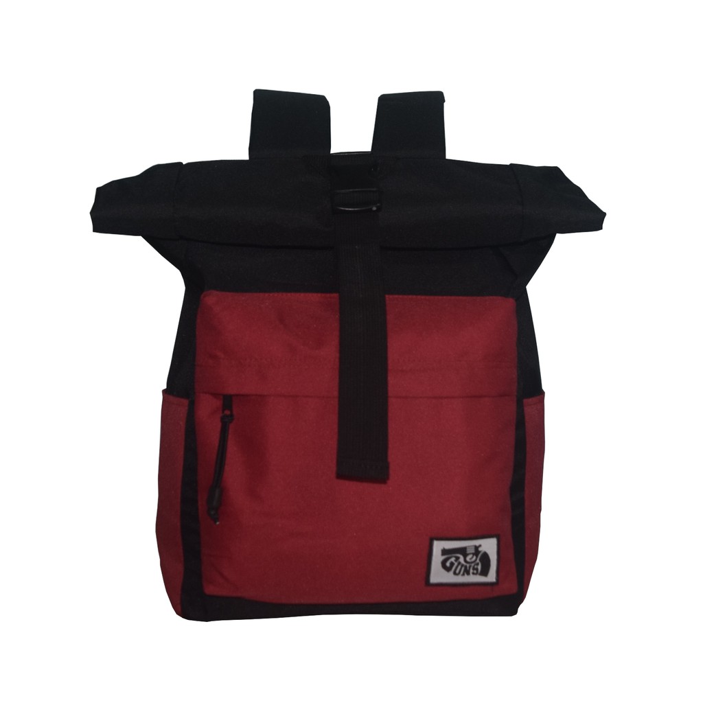 TAS RANSEL ROLL TOP BLACK RED BACKPACK DISTRO GNS ORIGINAL