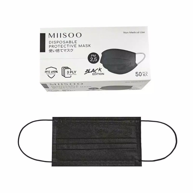 [NEW] Masker miisoo warna hitam isi 50 pcs [NEW]