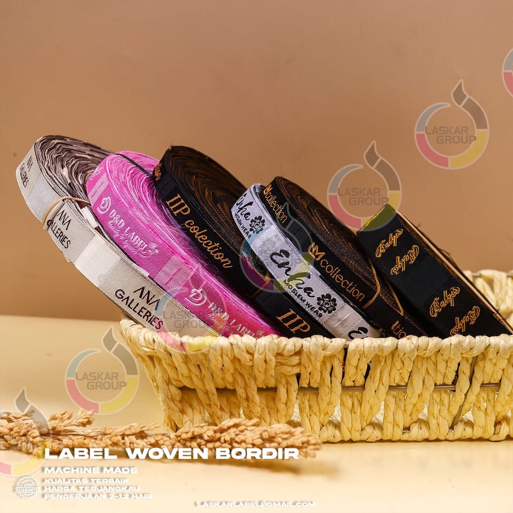 woven damask 2,5x6 / woven bordir / woven baju / label nama / label hijab / label masker / label baj
