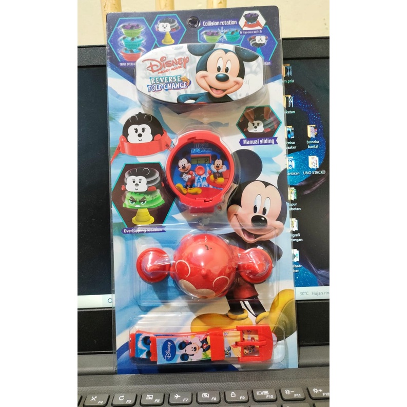 Jam tangan anak  musik bermotif karakter banyak T melodi musik led-mikey gasing