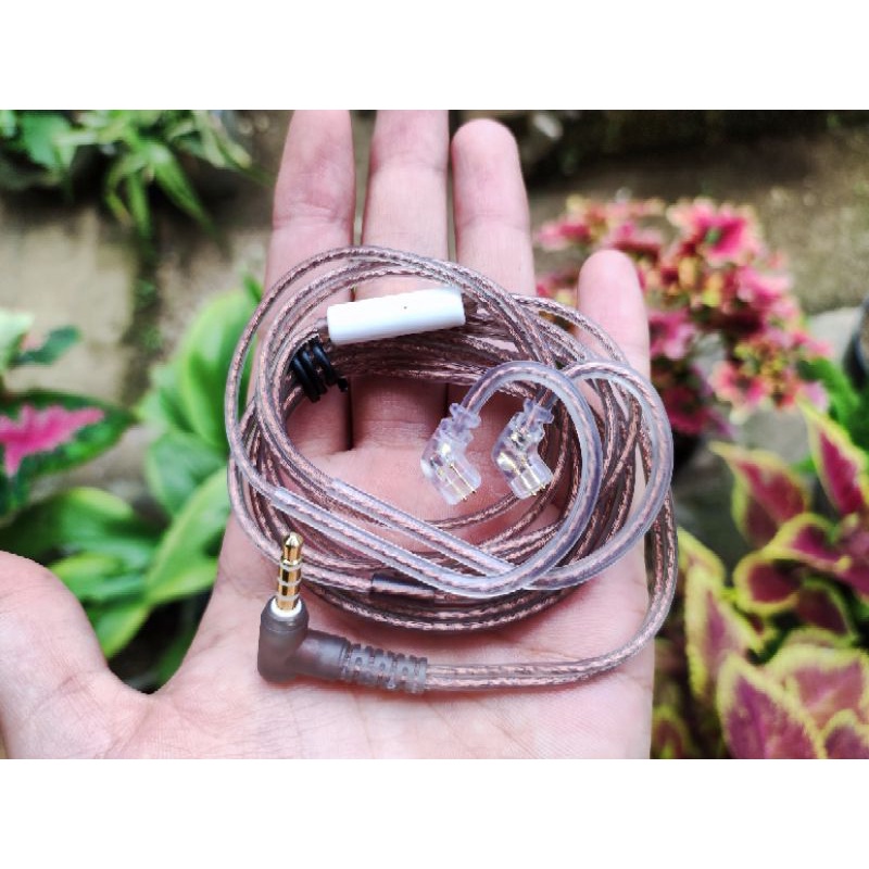 [TERMURAH] KABEL KZ 5N COPPER (MIC) 2 Pin Type C (QDC) Jack 3.5mm For KZ EDX PRO ULTRA ZSN TRN CCA CRA Cable Pengganti-Smoke Copper