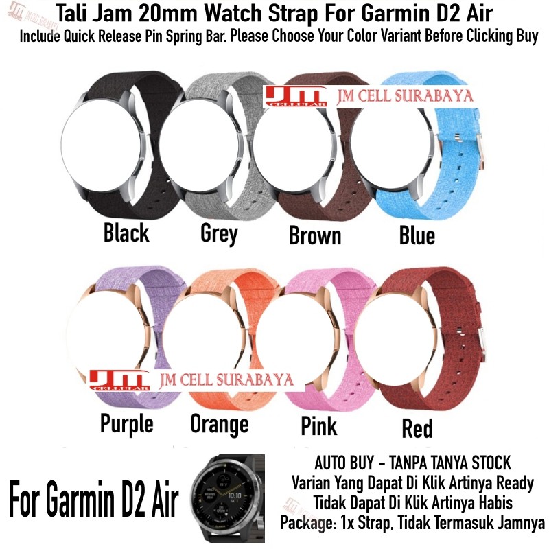 Tali Jam 20mm Watch Strap Garmin D2 Air - Woven Fabric Nylon Kanvas