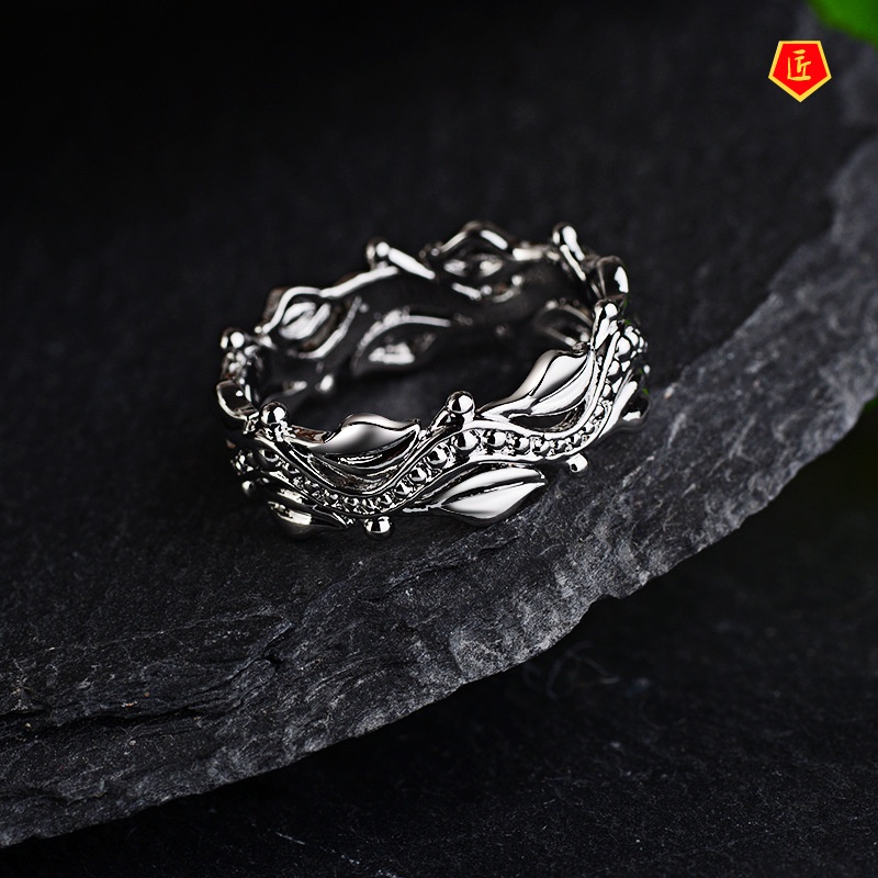 [Ready Stock]Creative Floating Carving Silver Ring Simple Personality