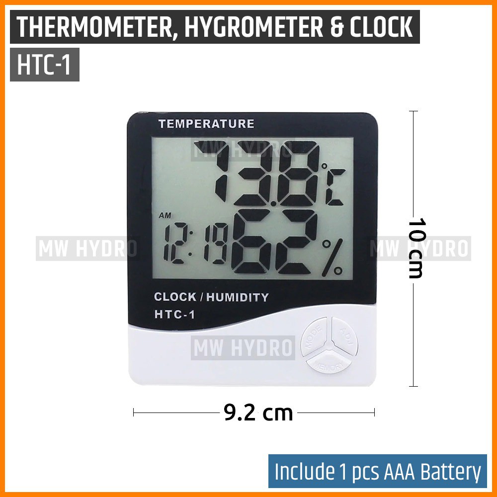 HTC-1 - Thermometer, Hygrometer &amp; Clock - Temperature, Humidity Meter