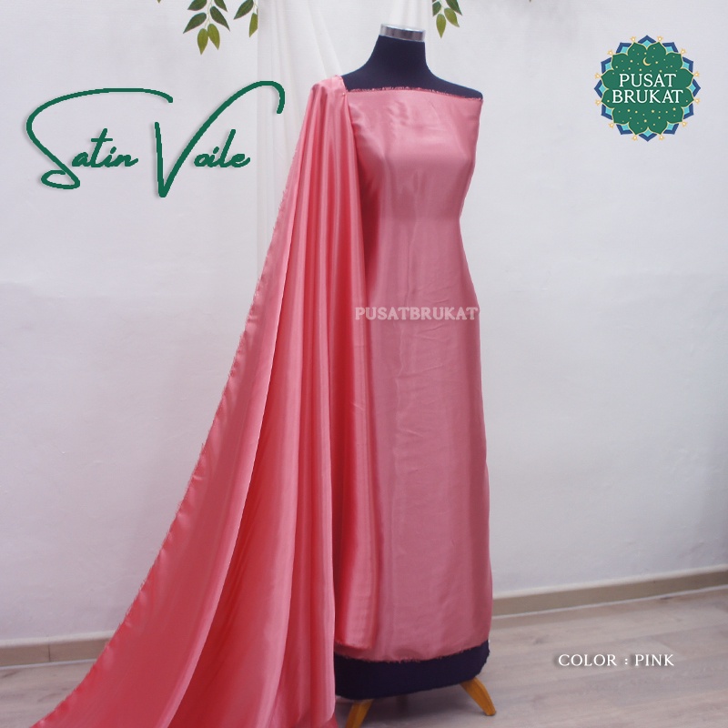 KAIN SATIN VOILE / SATEN PREMIUM - WARNA PINK, LEBAR 115CM  [harga per 0.5m]