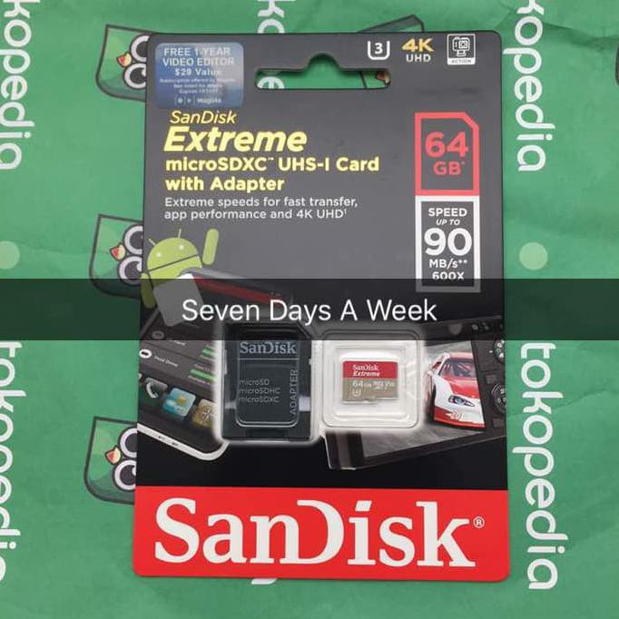 Glp78740G0 Micro Sd Card Sandisk 64Gb Extreme Class 10 90Mb/S New
