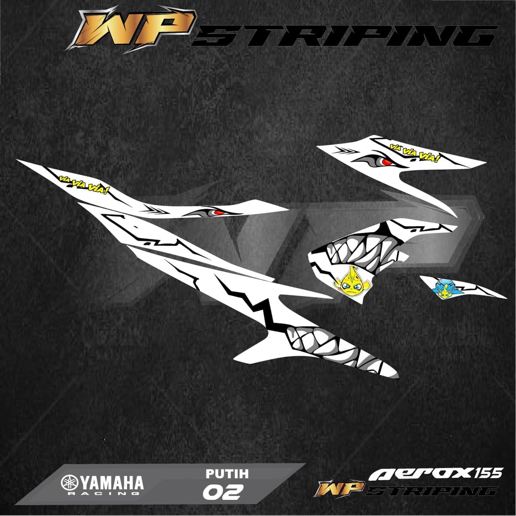 Stiker Striping AEROX 155 - Stiker Sticker Variasi List Skotlet Motor YAMAHA AEROX 155 - SHARK 02