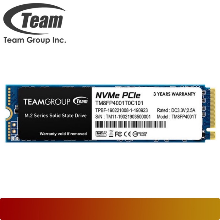 SSD Team M.2 2280 TM8FP4512G0C101 - 512GB R 3000MB/s - PCI-e 3.0 x4 With NVMe
