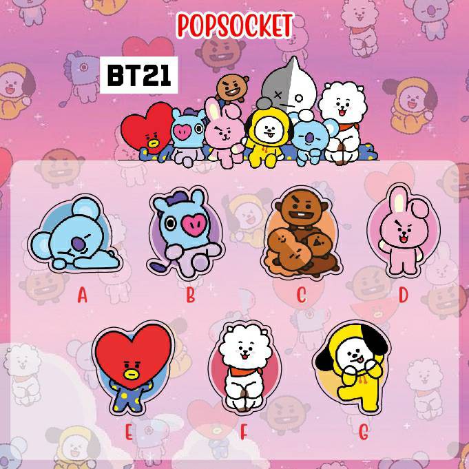 Pop Socket Gambar BT21 / Pop Socket Gemas BT21 / Pop Socket BTS BT21 / Pop Socket ARMY BT21