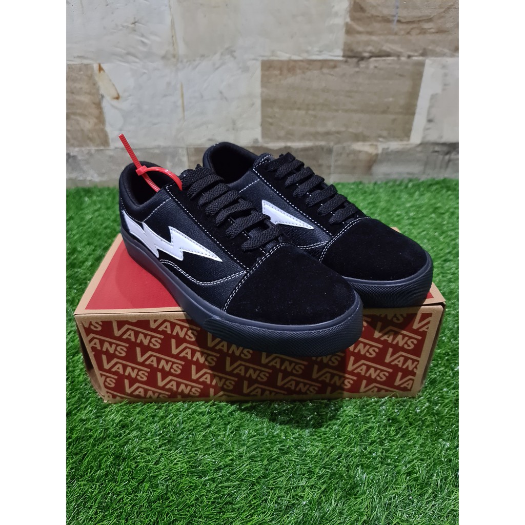 NEW !!! SEPATU VANS PETIR REVENGE X STORM BLACK WHITE &amp; FULL BLACK CASUAL SNEAKERS