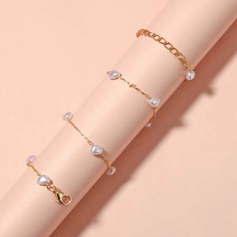 Kalung Rantai Klavikula Hias Mutiara Bentuk Hati Untuk Wanita