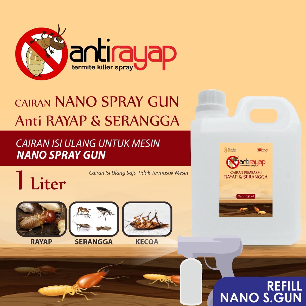 Obat Cairan Fogging Nano Anti Pembasmi Rayap, Serangga kemasan 1 LIter Jerigen + Free Bubble Wrap