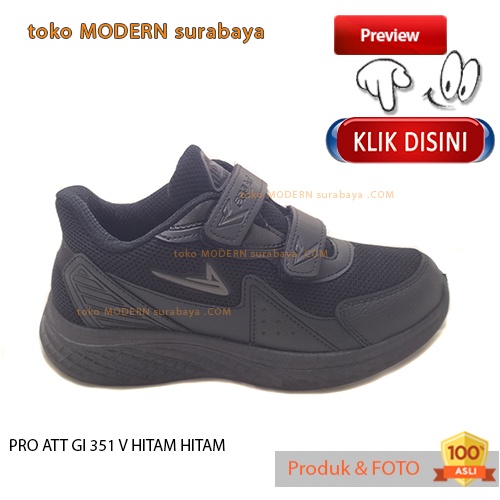 PRO ATT GI 351 V HITAM HITAM sepatu anak sekolah sepatu sneaker velcro